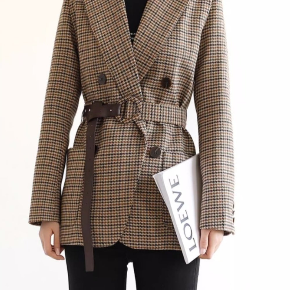 Brown Plaid Suit Jacket